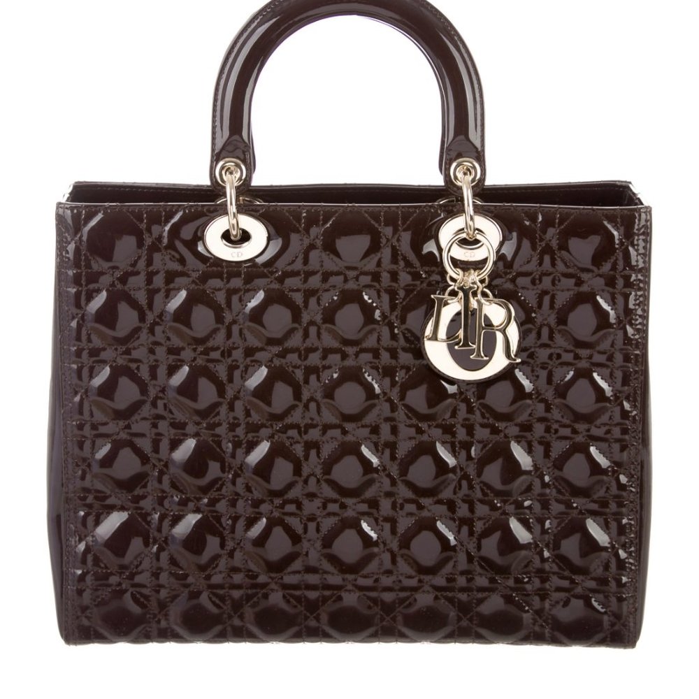 Large Lady Dior bag with gold-tone